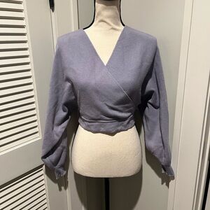 Bacio Cropped Lavender Knit Wrap Top